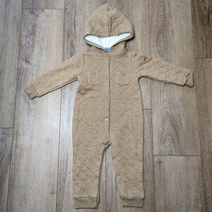 NWT  7 For All Mankind Baby Boy Girl Hooded Coverall Bodysuit 18 Months Beige